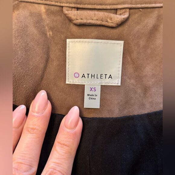 Athleta Helena Suede Leather Moto/Biker Jacket Brown Size XS Fully Lined EUC - Picture 13 of 14